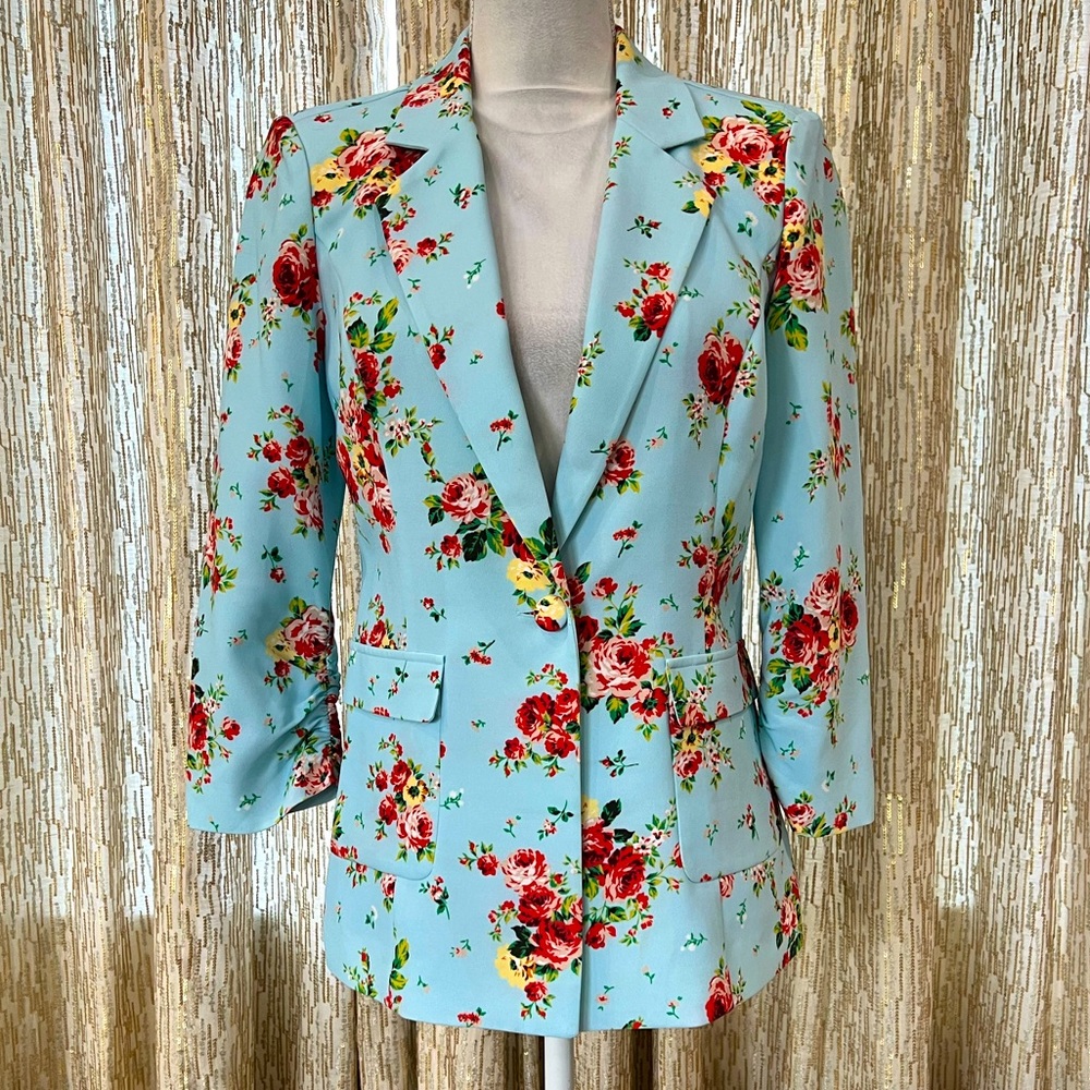 NWT Likely Pale Blue Floral Print Blazer